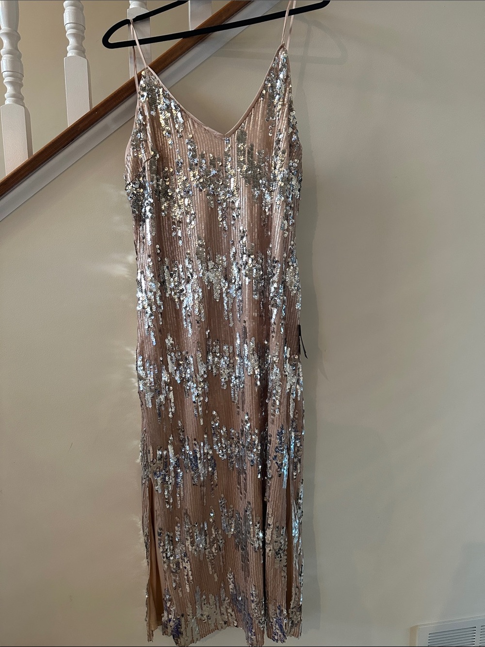 Lulu's Blush Sequin Slip Maxi Dress